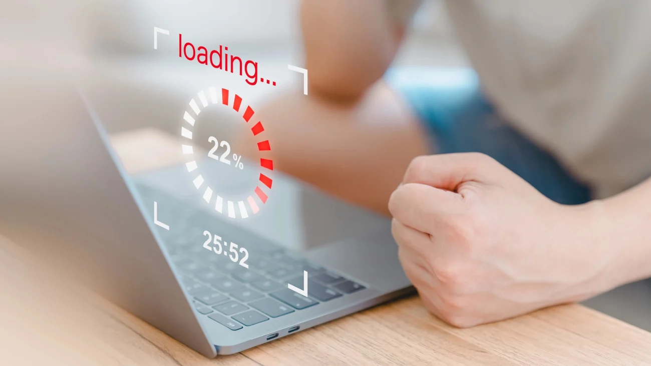 A high-tech server room representing business network stability and security